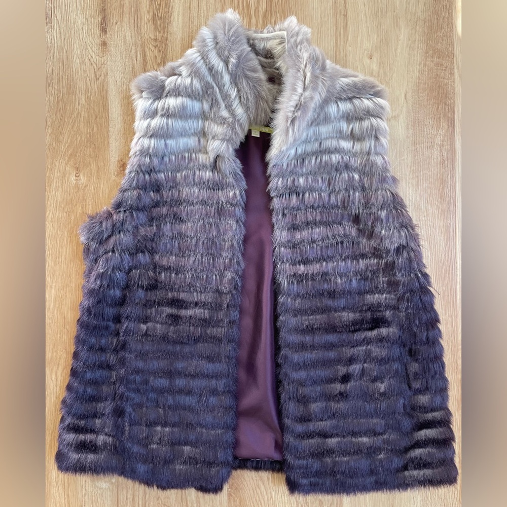 Gianni Bini faux fur vest ombré purple gray small